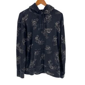 Hollister mens hoodie grey floral design large